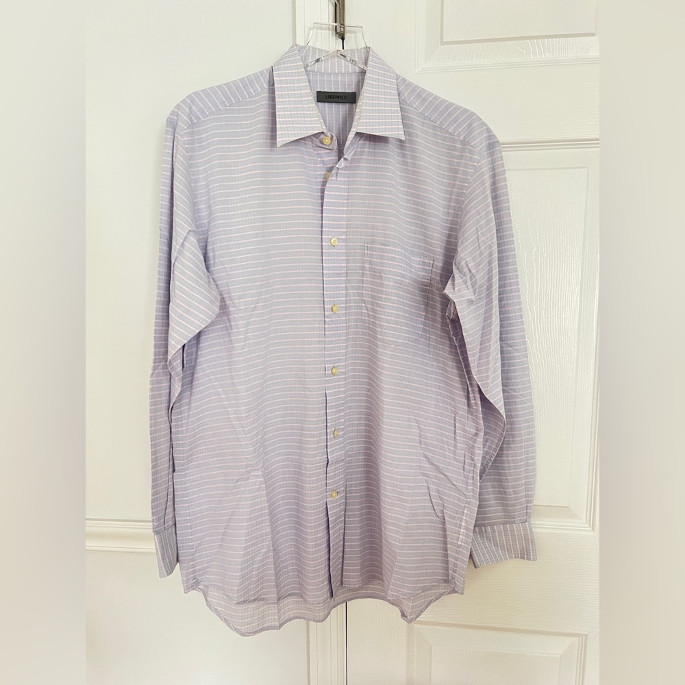 Lagerfeld striped Shirt pink blue cotton Long Sleeve Mens Size 43 summer